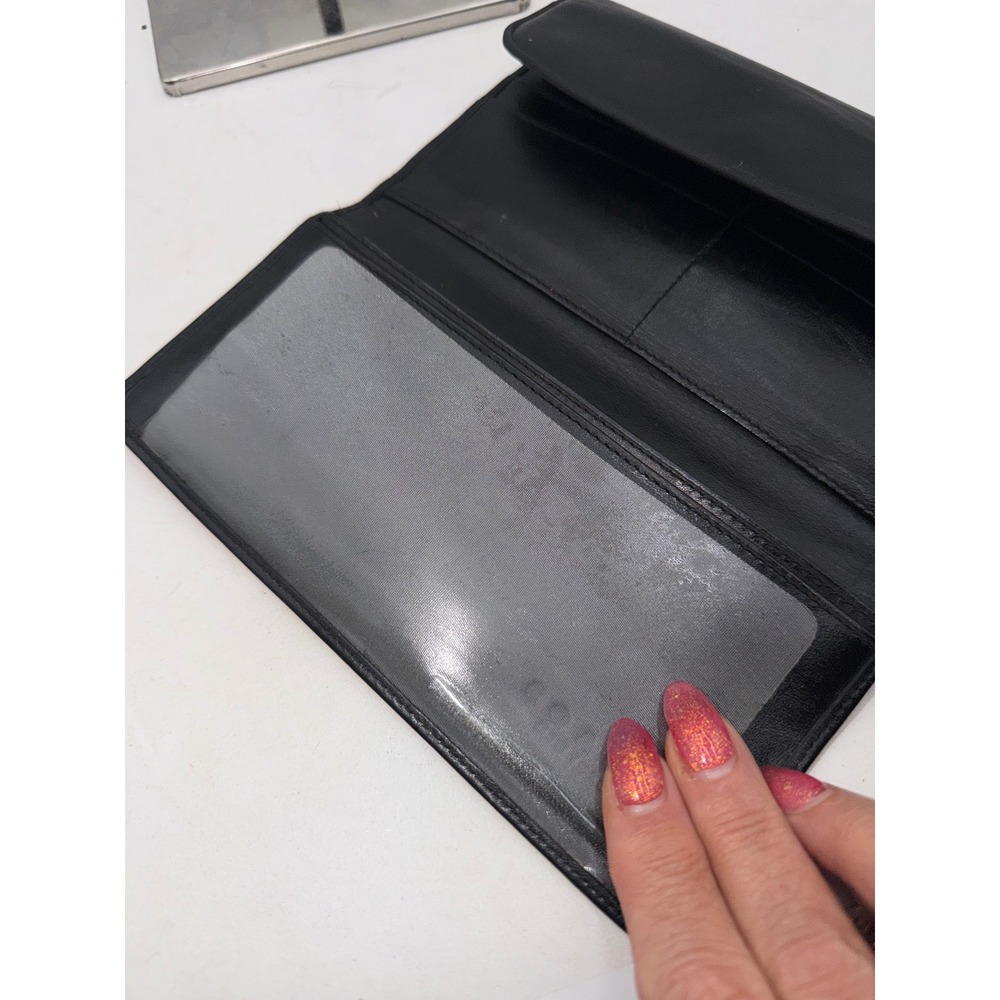 Coach New York Vintage Black Leather Long Bi-Fold Wallet with ID Window - Picture 8 of 11